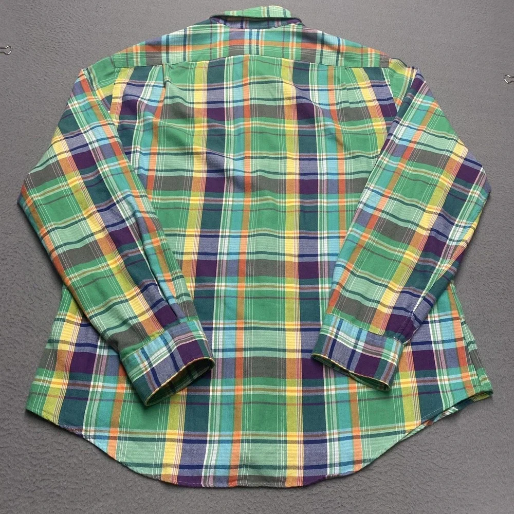 Polo Ralph Lauren Shirt Mens XL Green Plaid Luxury Flannel Long Sleeve Button Up